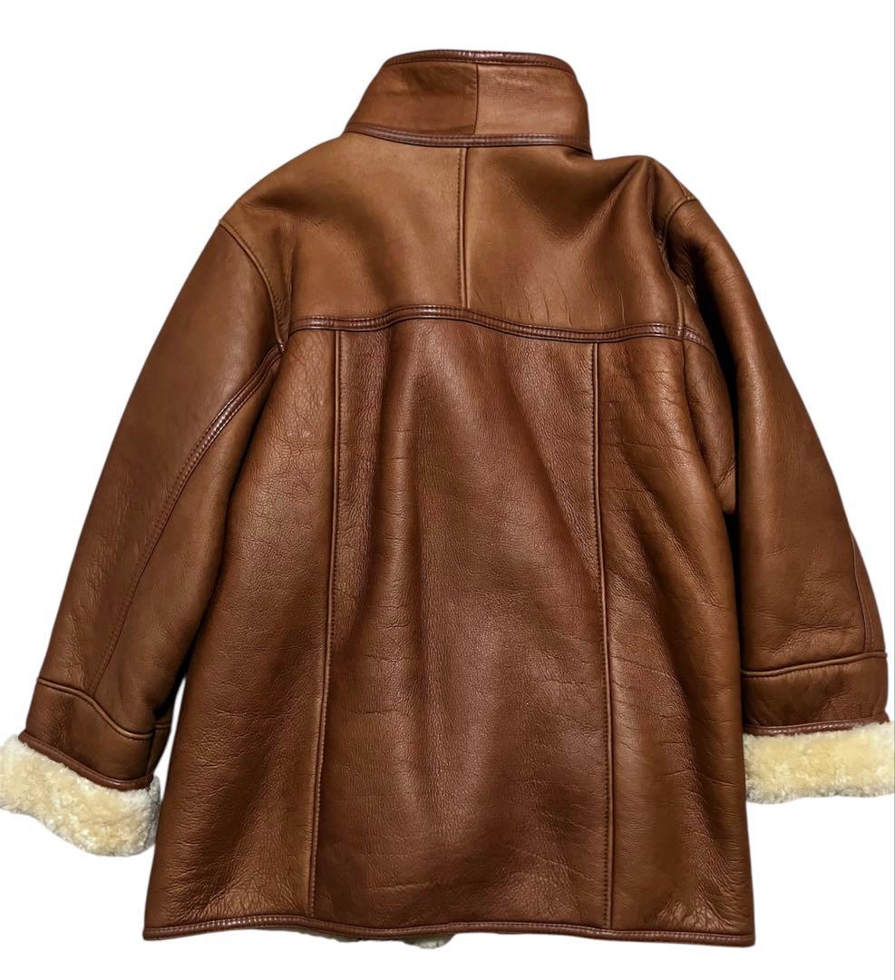 80s Eugene ムートンコート　ハイネック ボアジャケット　羊革