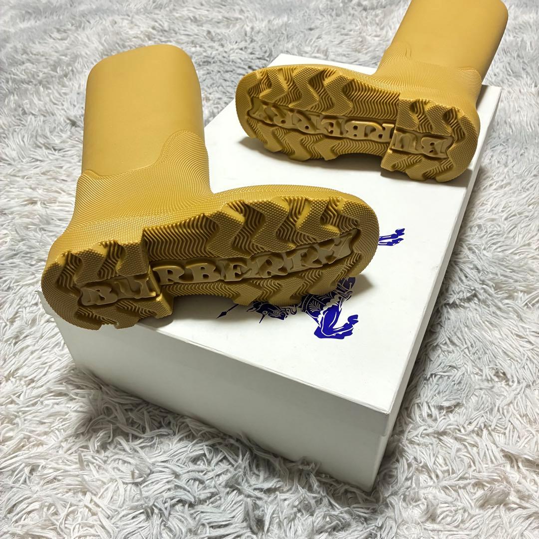 【未使用美品】BURBERRY ロングレインブーツ39 イタリア製 イエロー