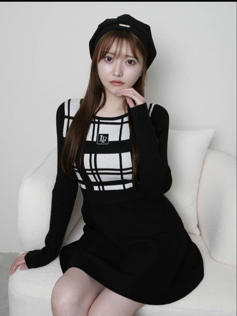 リップサービスLPチェック柄フレアワンピ