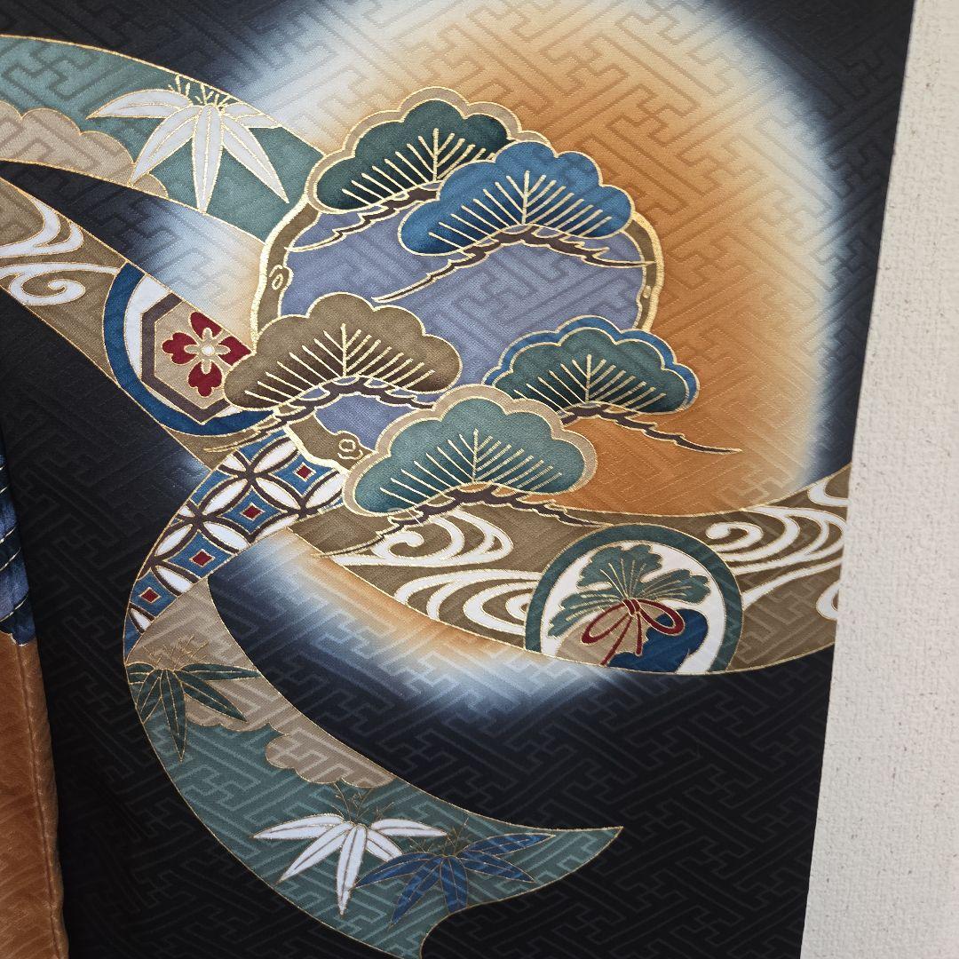 さや　　No25 正絹　男の子お祝い着物　襦袢セツト　　七五三 逸品