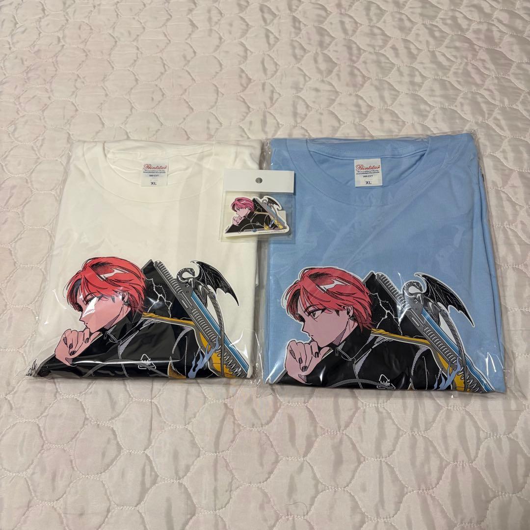 未使用 Tシャツ 2枚セットXLサイズ hide 電Q コラボ ステッカー付き