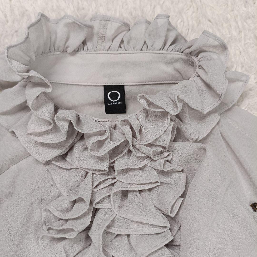 極美品✨オッズオンジャパン　ローズプリント シフォンブラウス　フリル　F