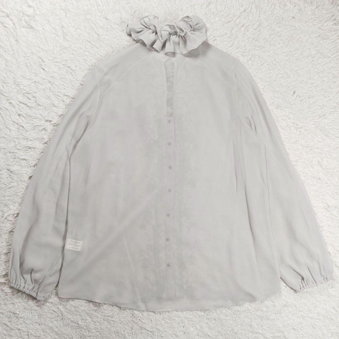 極美品✨オッズオンジャパン　ローズプリント シフォンブラウス　フリル　F