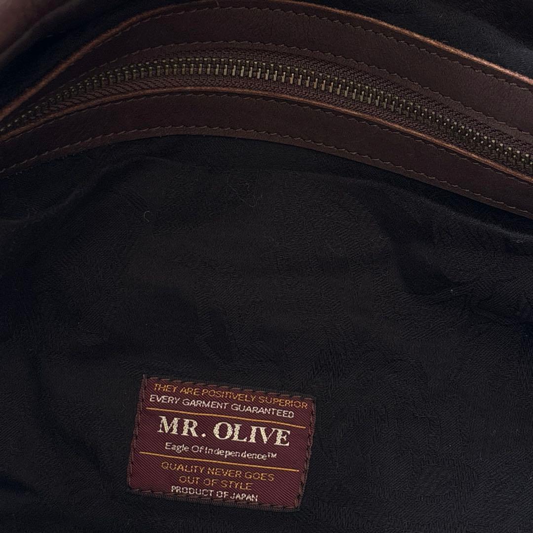 Mr.OLIVE ウォータープルーフ　レザーボストンバック　ブラウン