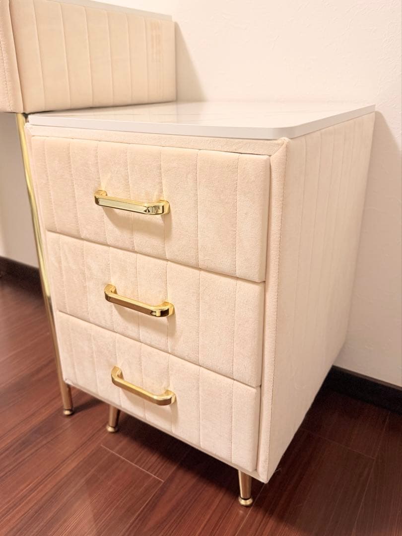 ピンク ベロア ドレッサー 3段引き出しチェスト