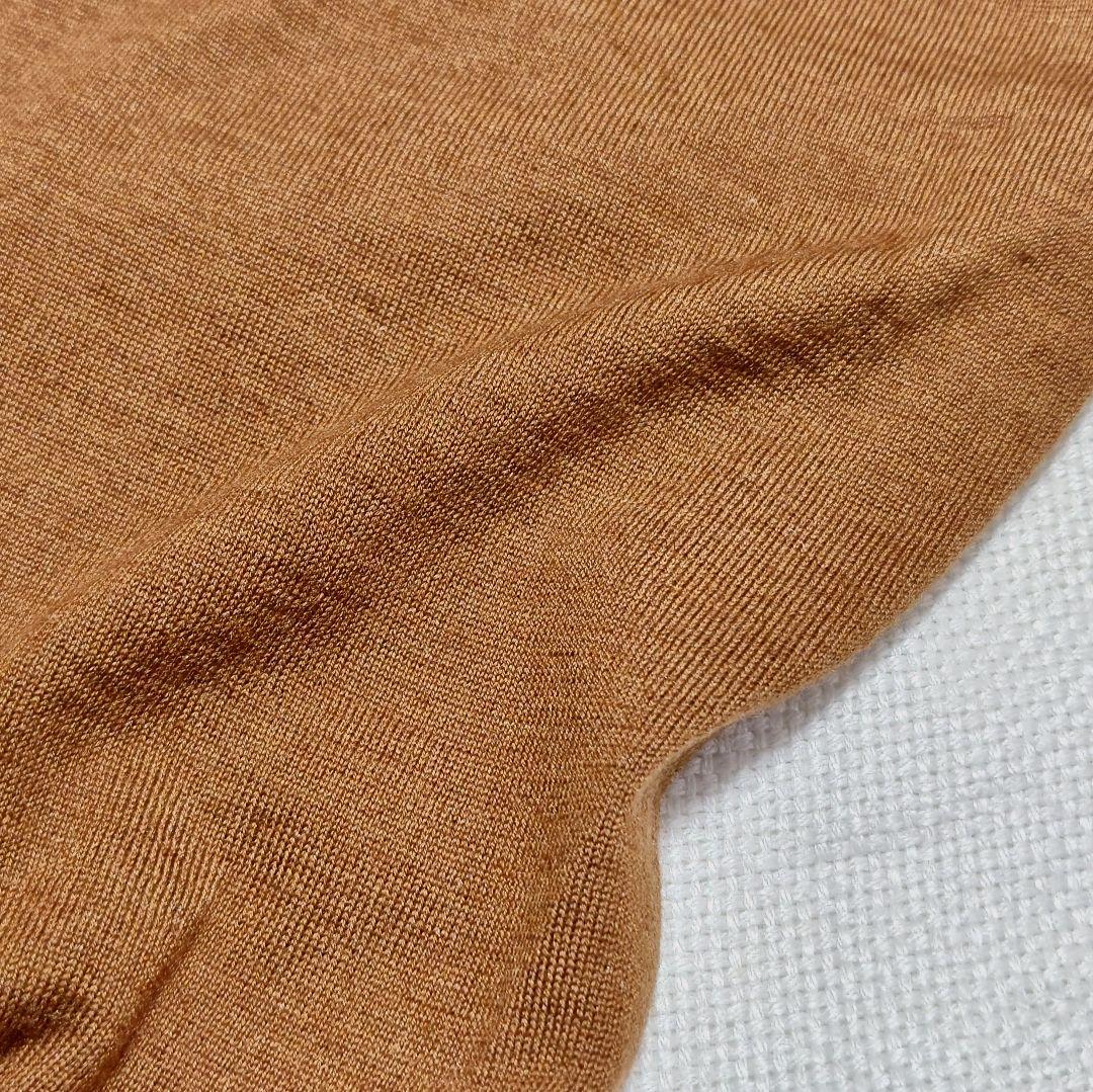 ゼニアZEGNAカシミアシルクCASHSETAハイゲージクルーネックニット46茶