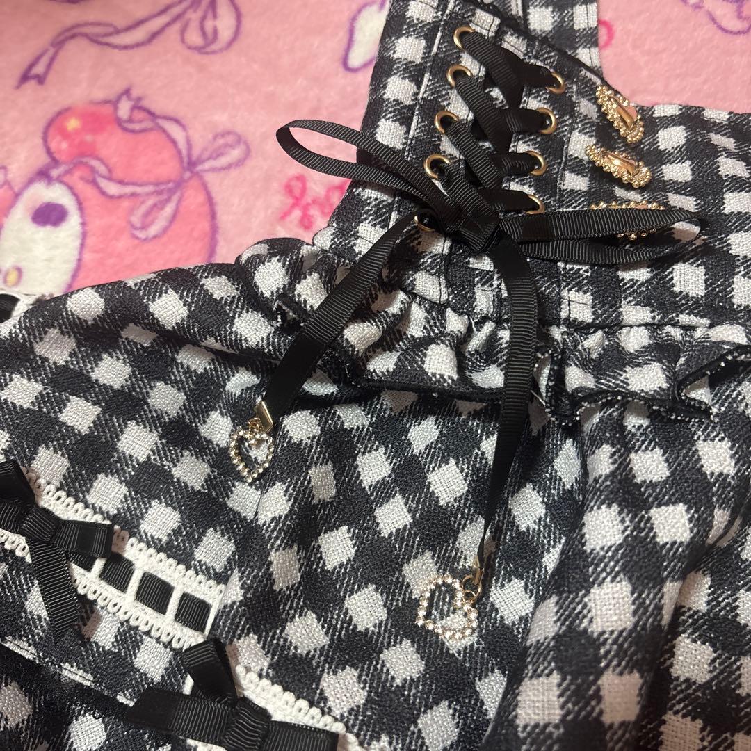 リズリサ　はしごリボンギンガムティアードスカパン　ブラック　正規品♡新品未使用