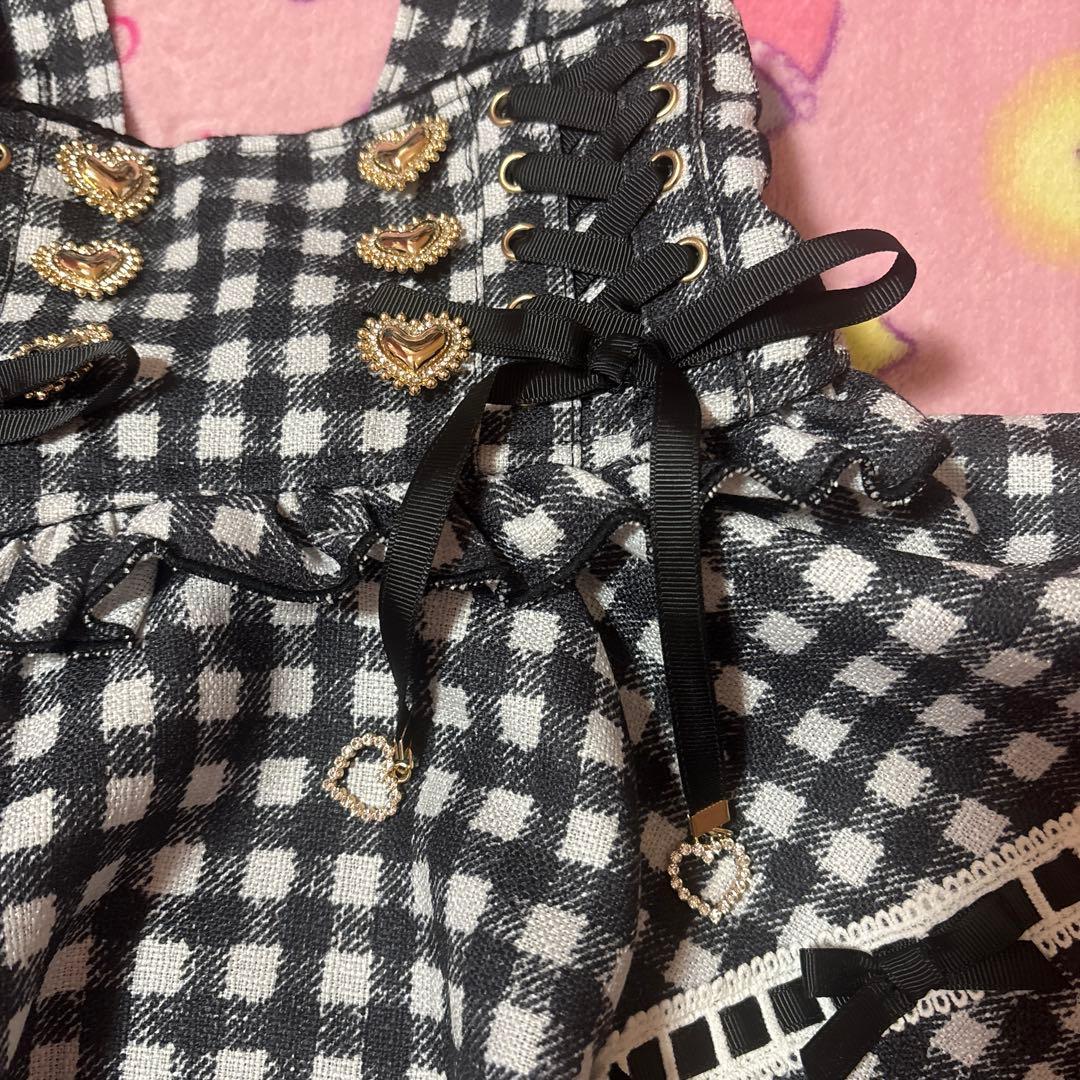 リズリサ　はしごリボンギンガムティアードスカパン　ブラック　正規品♡新品未使用