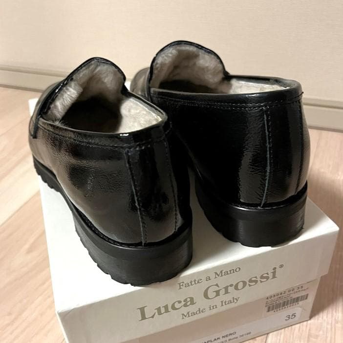 美品★ルーカグロッシ ムートン付きエナメル ローファー 35★人気完売