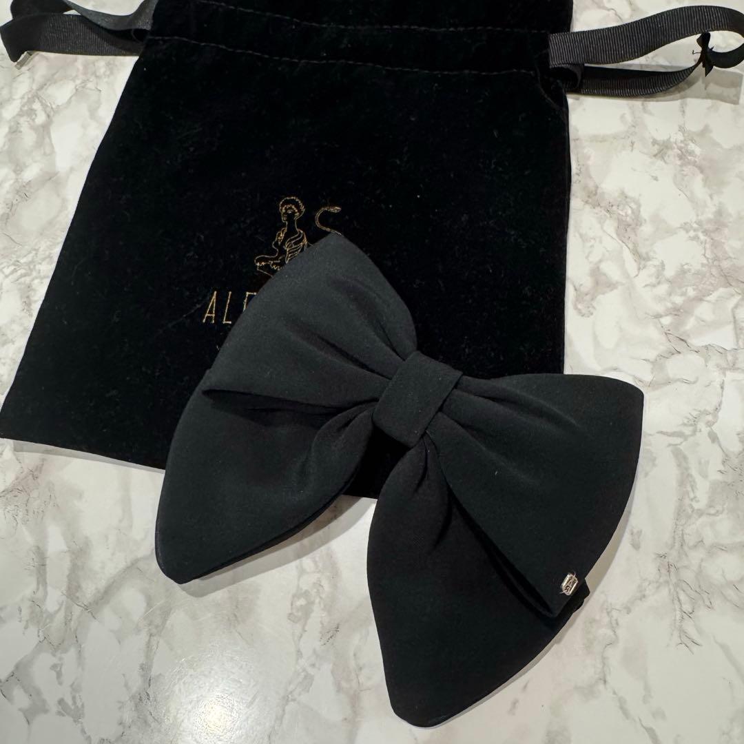 アレクサンドルドゥパリ リボン バレッタ ブラック 8cm