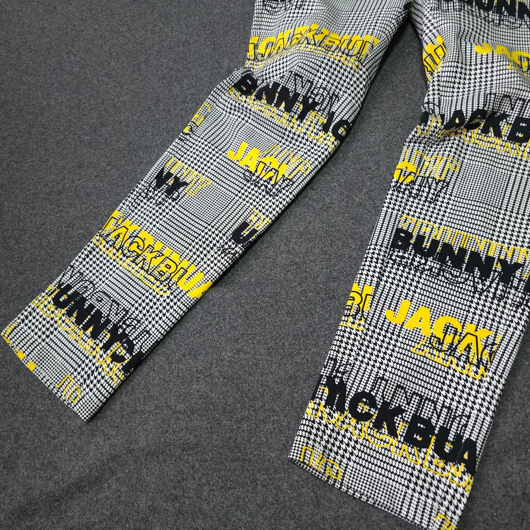 極美品 ジャックバニー グレンチェック柄 ロゴネーム ストレッチゴルフパンツ L