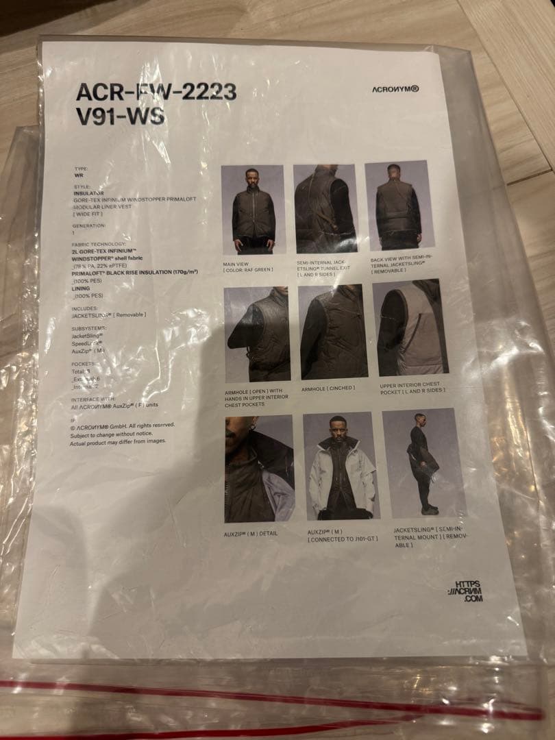 新品 acronym vest V91-WS Msize アクロニウム