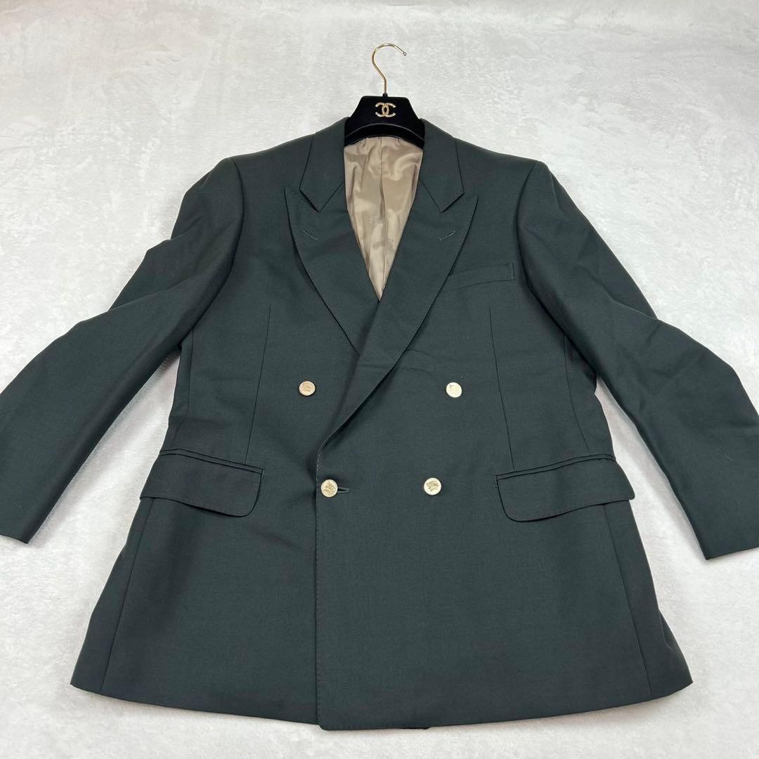 J82 美品 XL バーバリー スーツ上下 ダークグレー メンズ