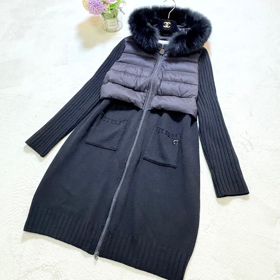 MISS J ミスジェイ ブルーフォックスファー ダウン×ニットコート 38