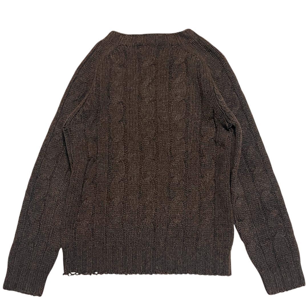 【英国製】インバーアラン ケーブルニット セーター 40 ダークブラウン