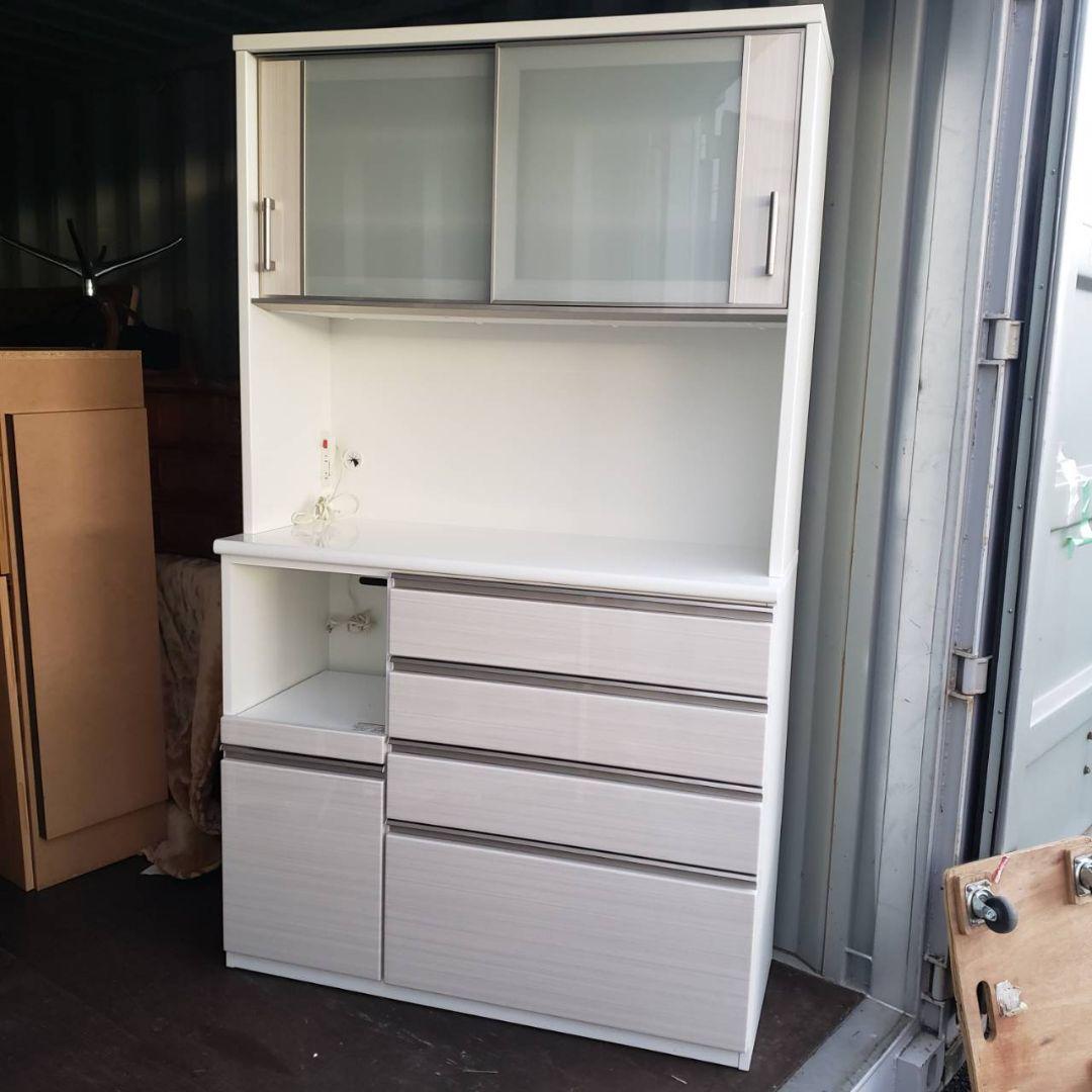 全国送料無料　ニトリ　キッチンボード　ポスティア120食器棚　ブルーモーション