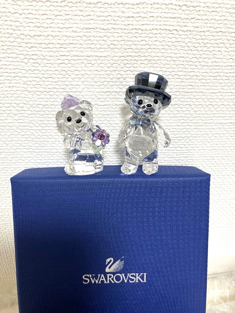 美品　Swarovskiスワロフスキー　あなたとわたし　クリスベア　ウェディング