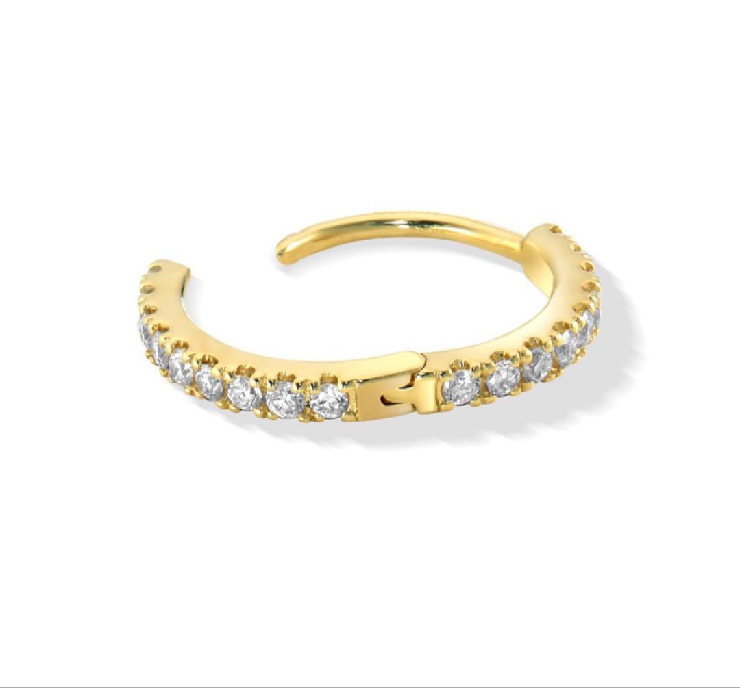 スタージュエリー　K18 クリックフープピアス　S