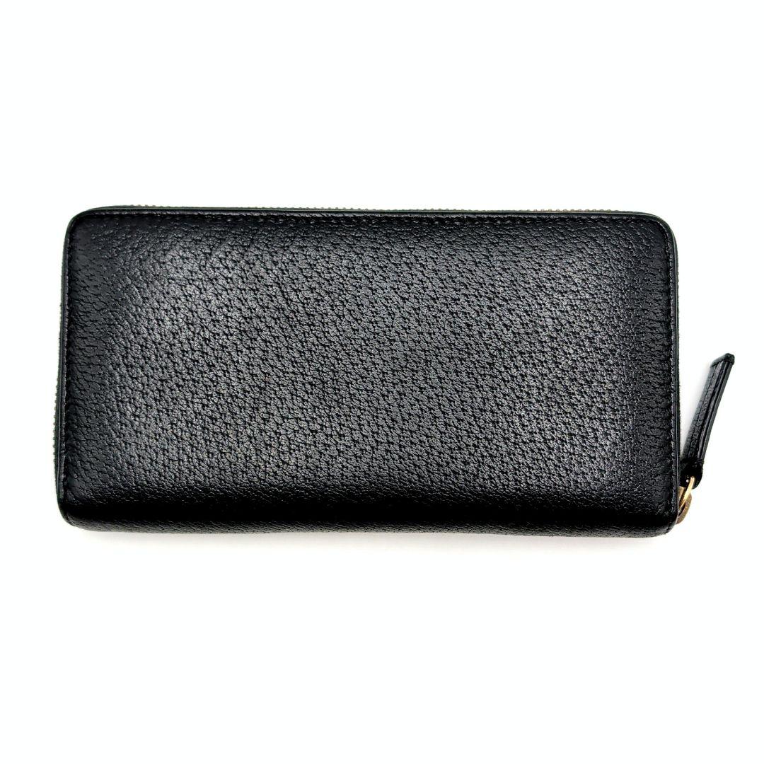 極美品 GUCCI アニマリエ ゴールドビー 長財布 グッチ レザー ブラック