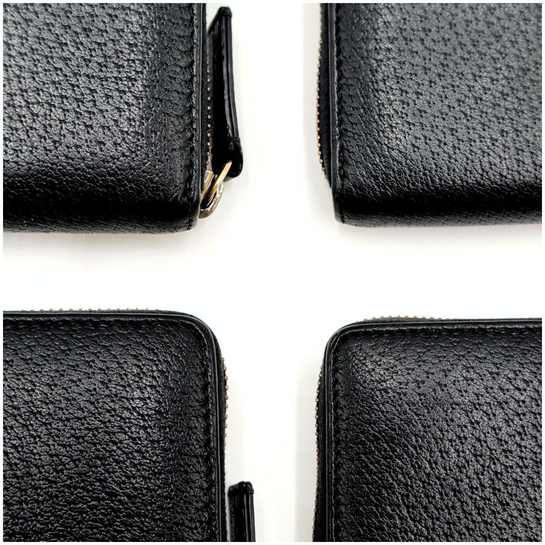 極美品 GUCCI アニマリエ ゴールドビー 長財布 グッチ レザー ブラック