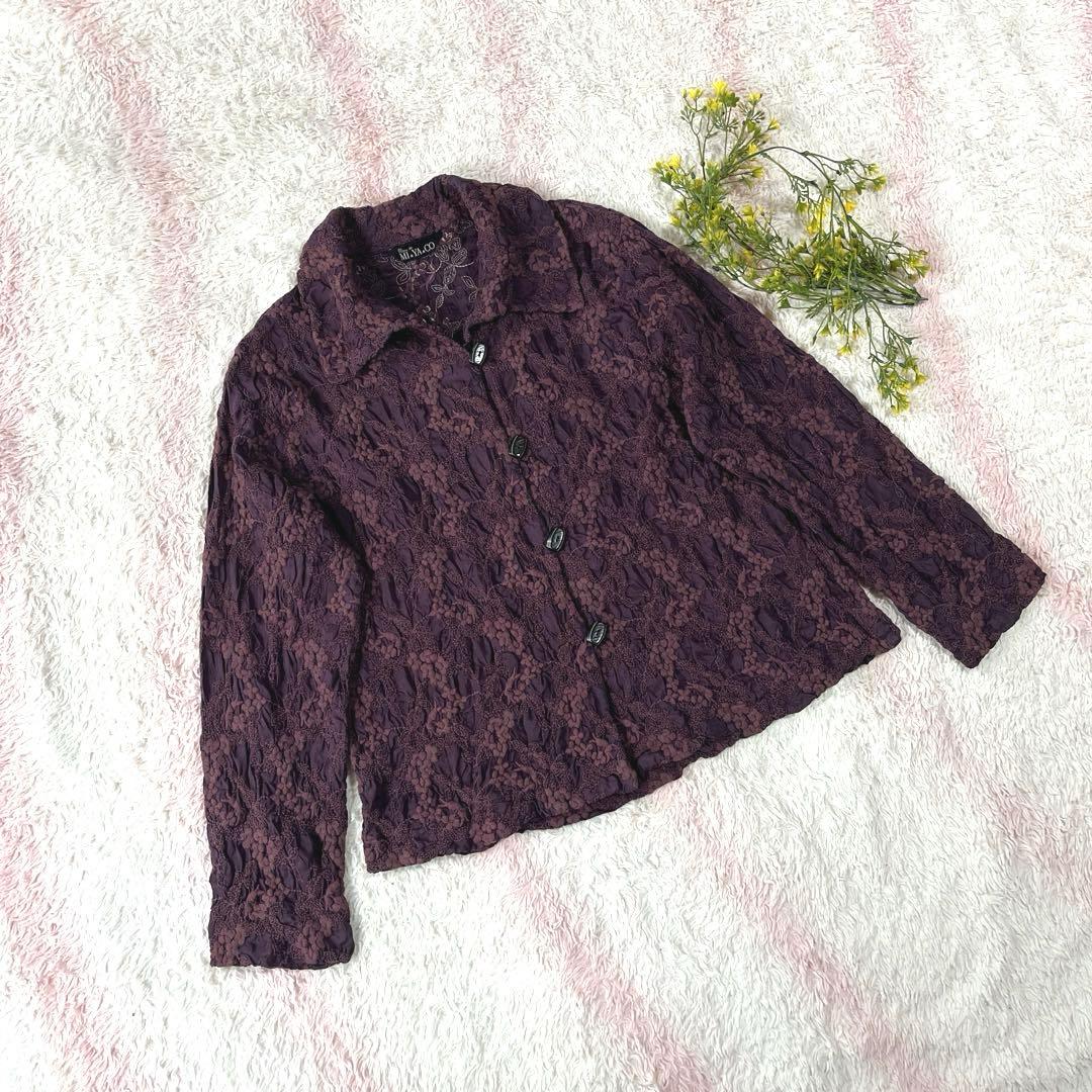 Reve de MIYACO ☆絹100% 総刺繍ブラウス 羽織り☆Fサイズ