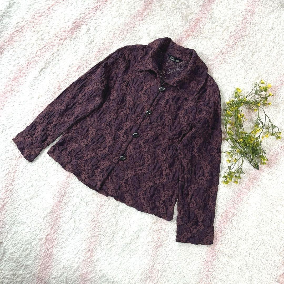 Reve de MIYACO ☆絹100% 総刺繍ブラウス 羽織り☆Fサイズ