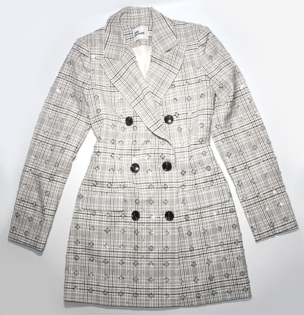 M*G様 セルフポートレイト ブレザー ワンピース チェック柄 グレー UK4