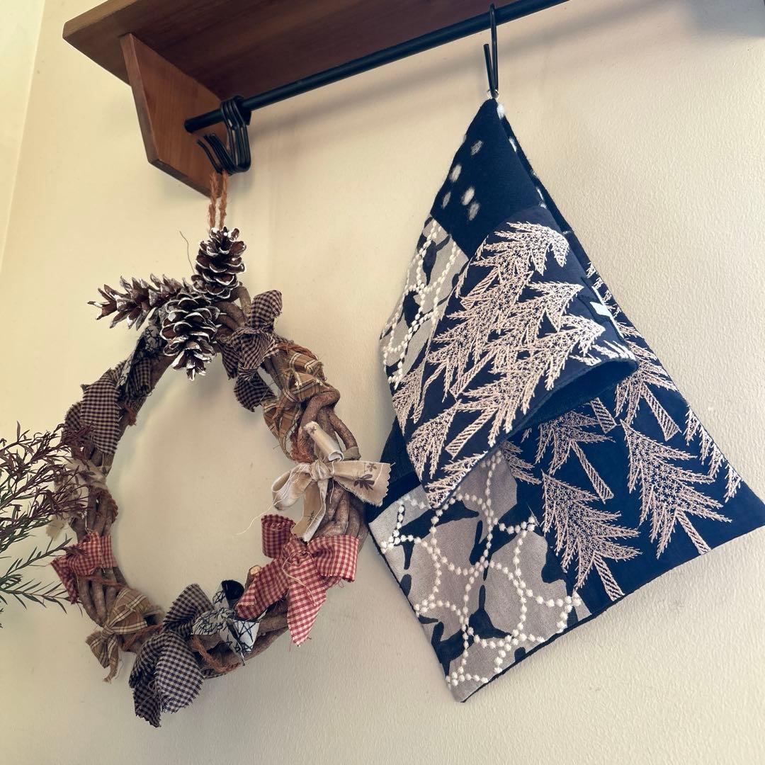 冬を楽しむバスケットカバー＊ミナペルホネンハギレ＊フランスリネン＊マルチカバー