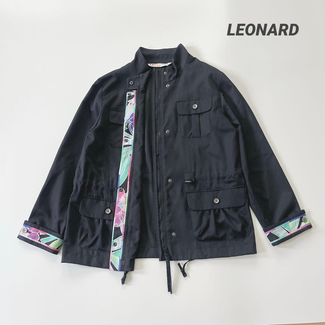 ◇358 美品 レオナール【40】モッズコート アウター ブラック