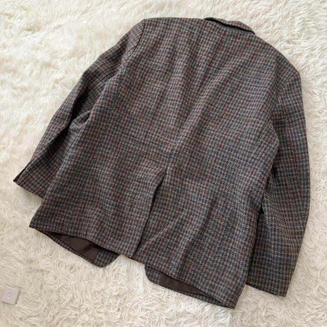 ハリスツイード ウールテーラードジャケット 千鳥格子チェック マルチカラー