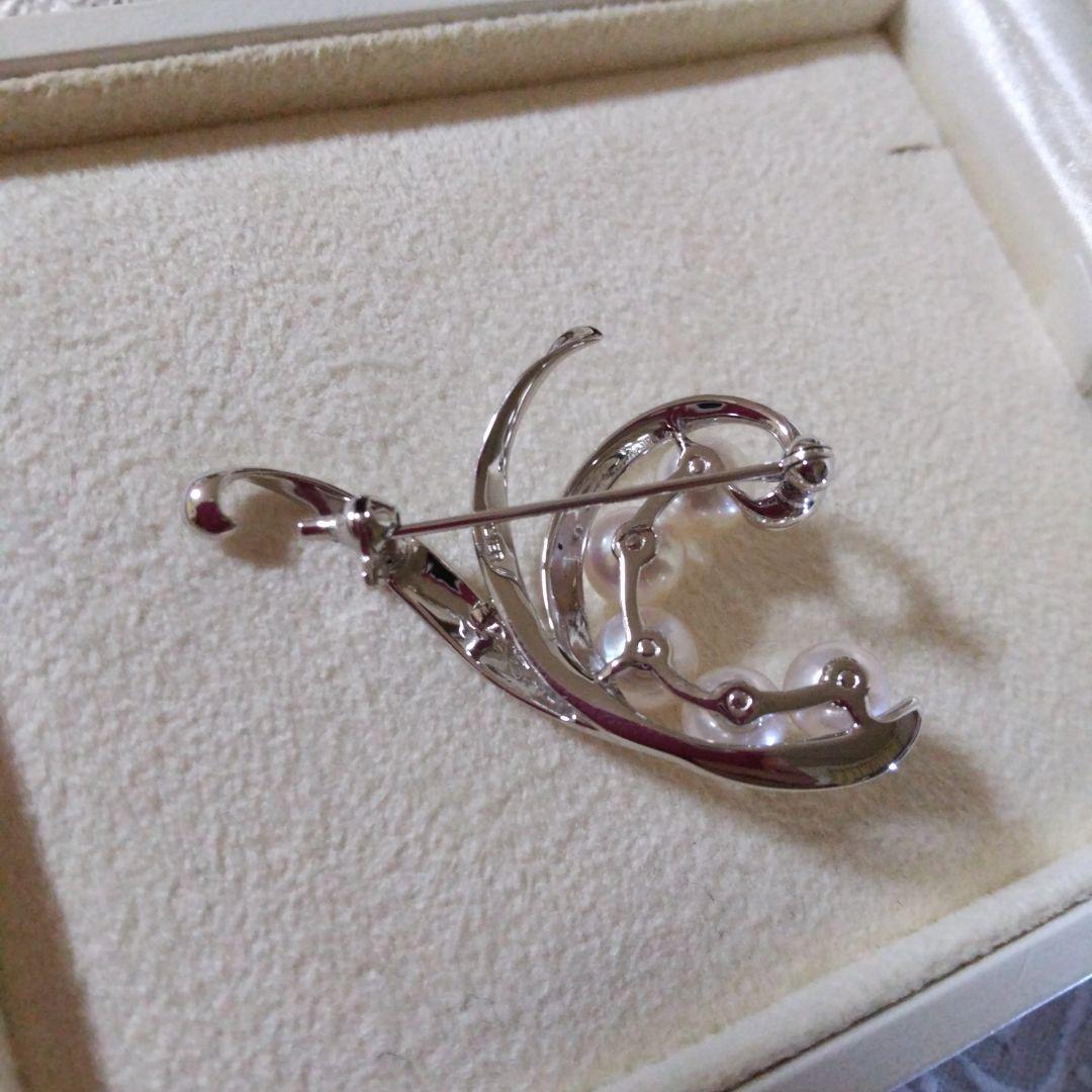 パールブローチ シルバー あこや 真珠 美品