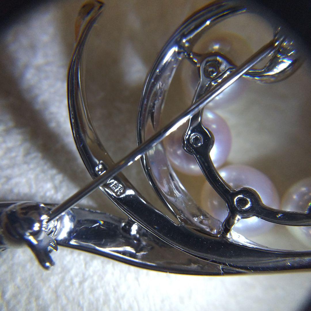 パールブローチ シルバー あこや 真珠 美品