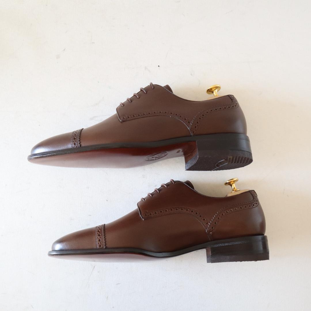 【未使用】BALLY パンチドキャップトゥ レザーシューズ EU6 茶 革靴