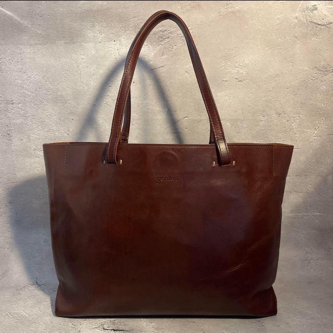 ゲンテン　アマーノ　トートバッグ　肩がけ　ダークブラウン