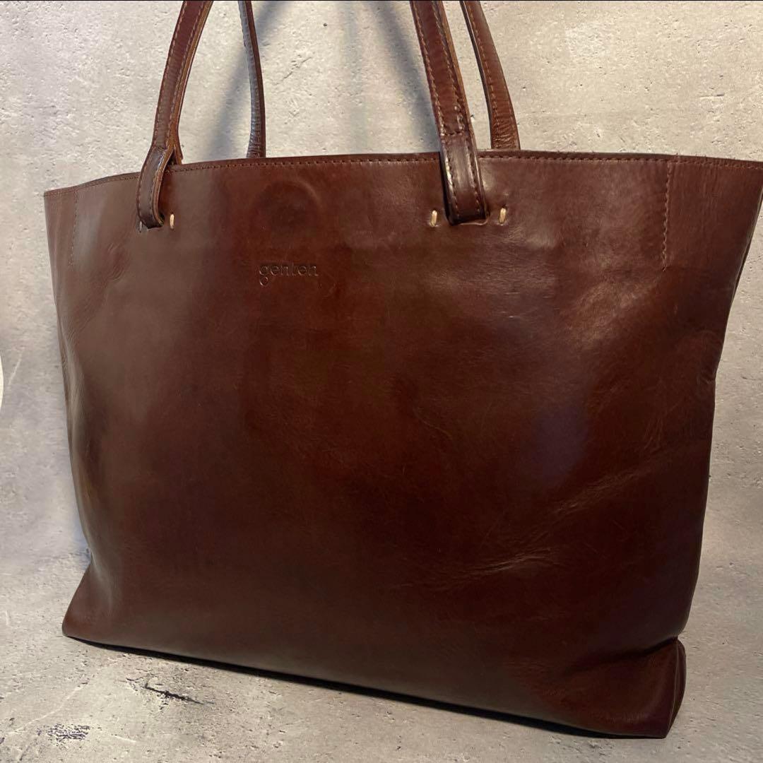ゲンテン　アマーノ　トートバッグ　肩がけ　ダークブラウン