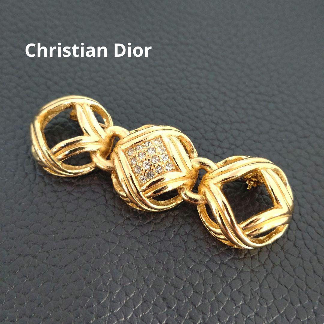 Christian Dior　ディオール　ラインストーンブローチ