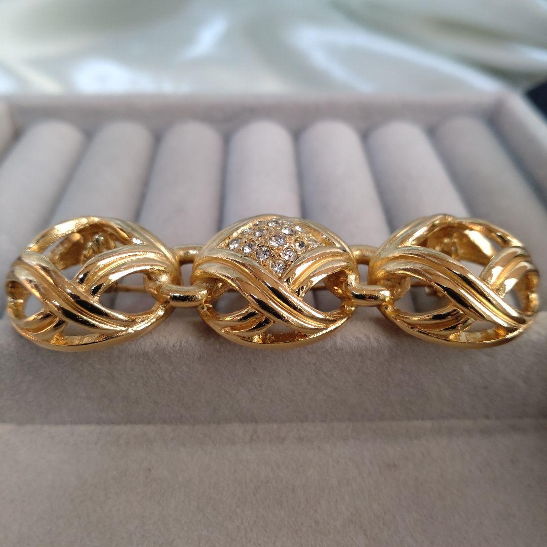 Christian Dior　ディオール　ラインストーンブローチ