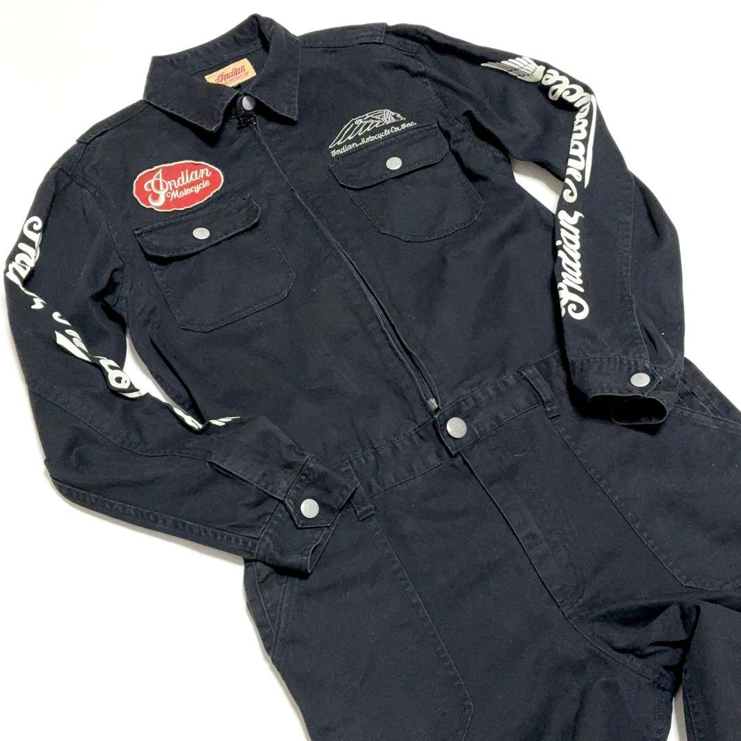 インディアンモーターサイクル オールインワン オーバーオール つなぎ ブラックM