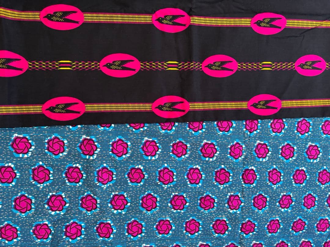 アフリカ布　片身替え　着物　浴衣　ピンク　お仕立て