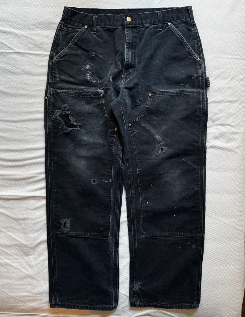 スペシャル[USA製]W34×L29カーハート ダブルニー ブラック