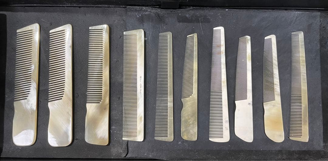 【未使用】水牛櫛　10本コームセット　床屋セレクト　[2]