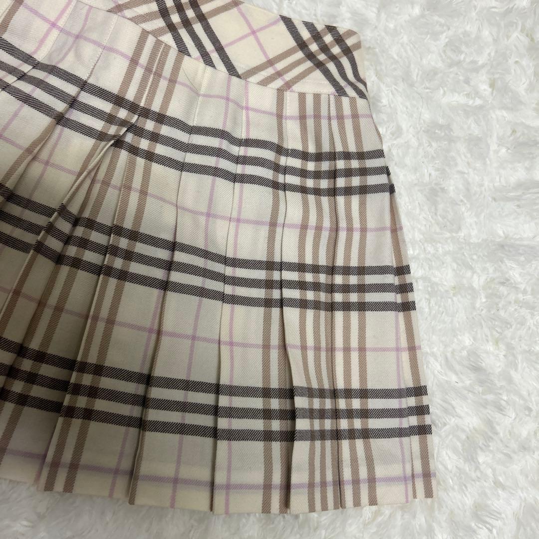 【美品】バーバリーブルーレーベル　ノバチェック ピンク プリーツ　ミニスカート
