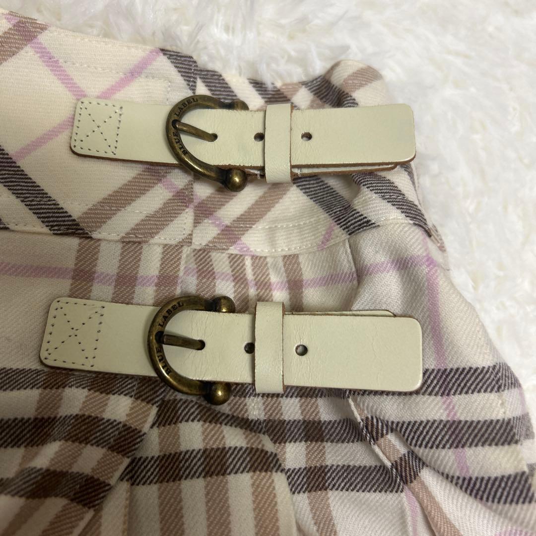 【美品】バーバリーブルーレーベル　ノバチェック ピンク プリーツ　ミニスカート