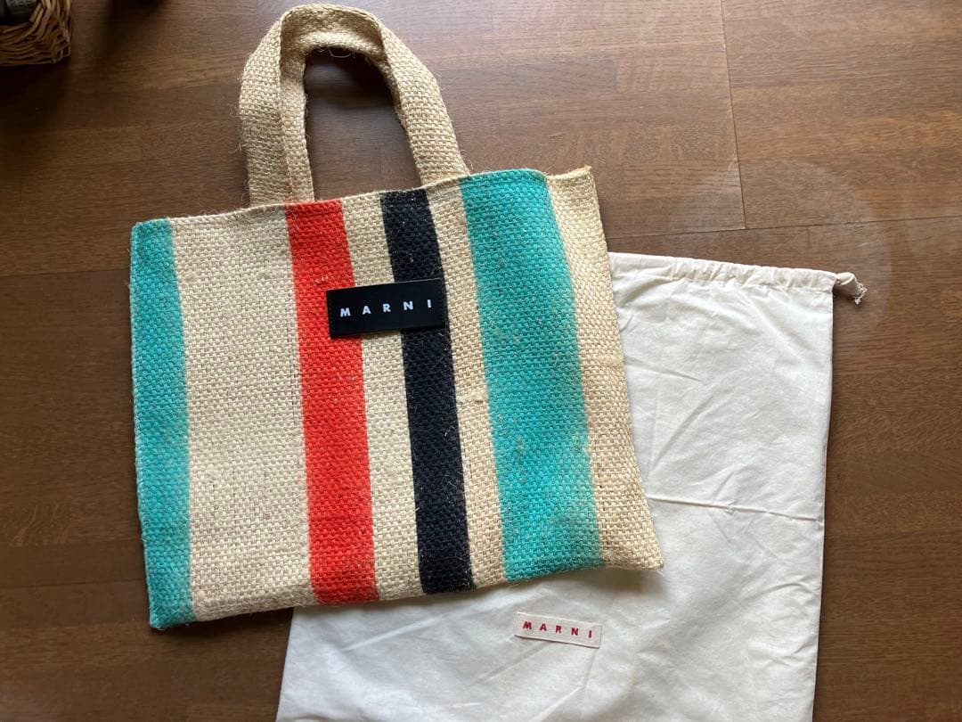 MARNI マーケット麻バッグ 保存袋付き