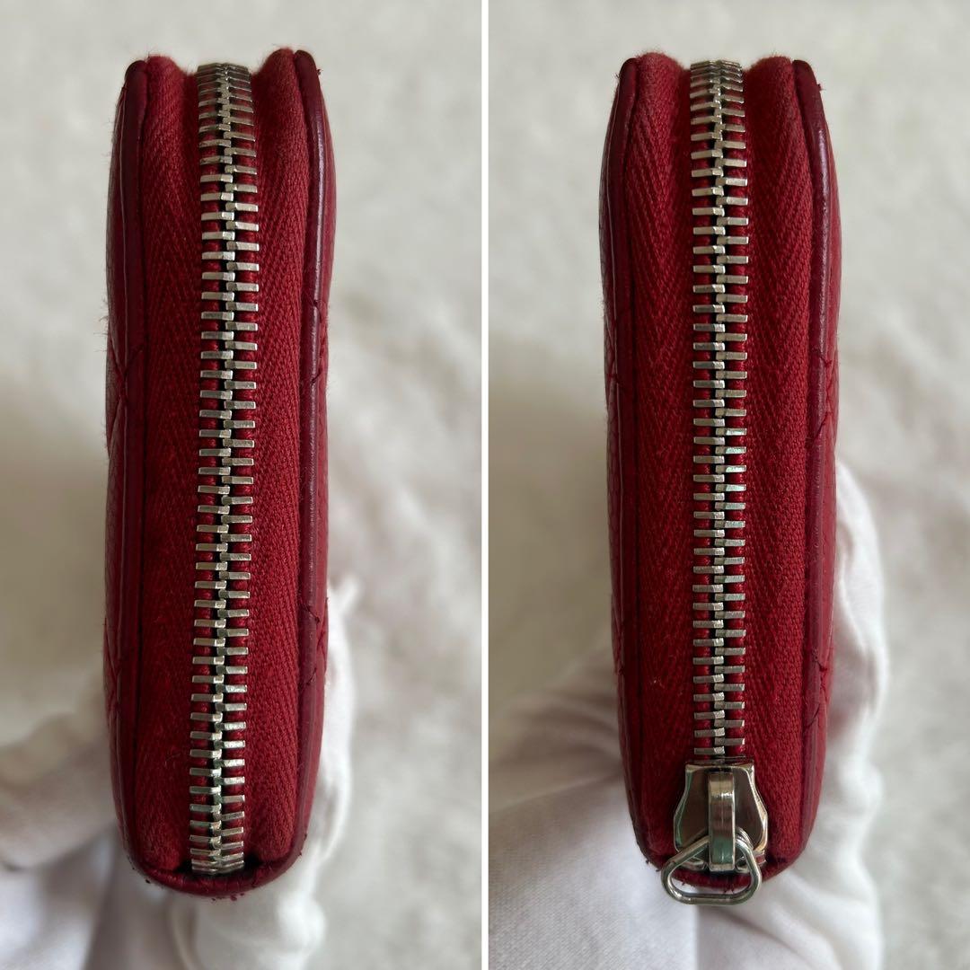 シャネル️　マトラッセ　ラウンドジップ 　ラムスキン　長財布 　レッド　ココマーク