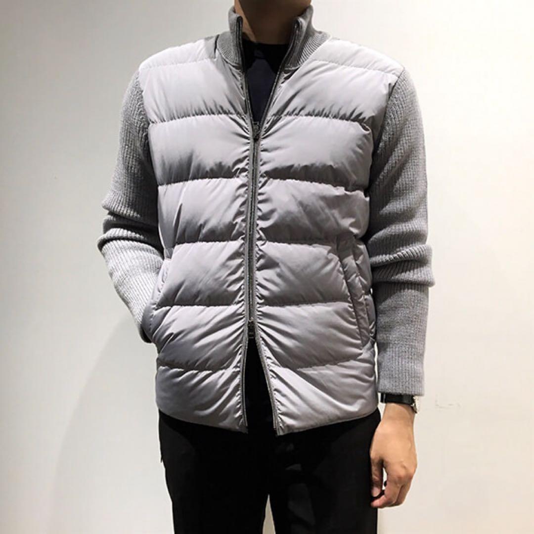 美品 HERNO 5ゲージ×ダウン ハイブリッドコンビネーションブルゾン 46