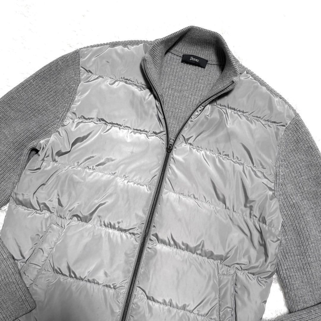 美品 HERNO 5ゲージ×ダウン ハイブリッドコンビネーションブルゾン 46