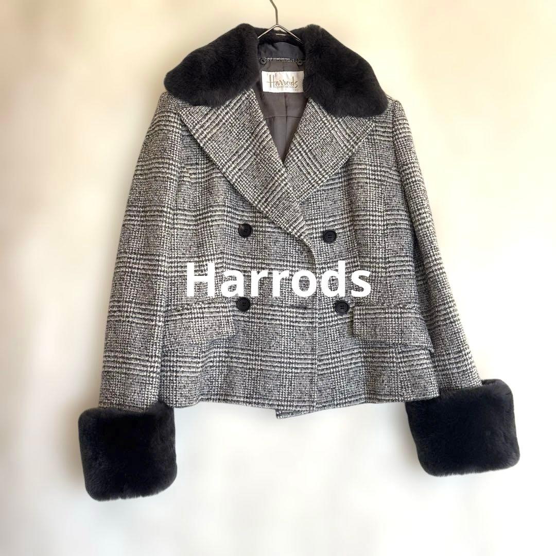 【Harrods】レッキスファー付き ウールジャケット　コート アルパカ 158