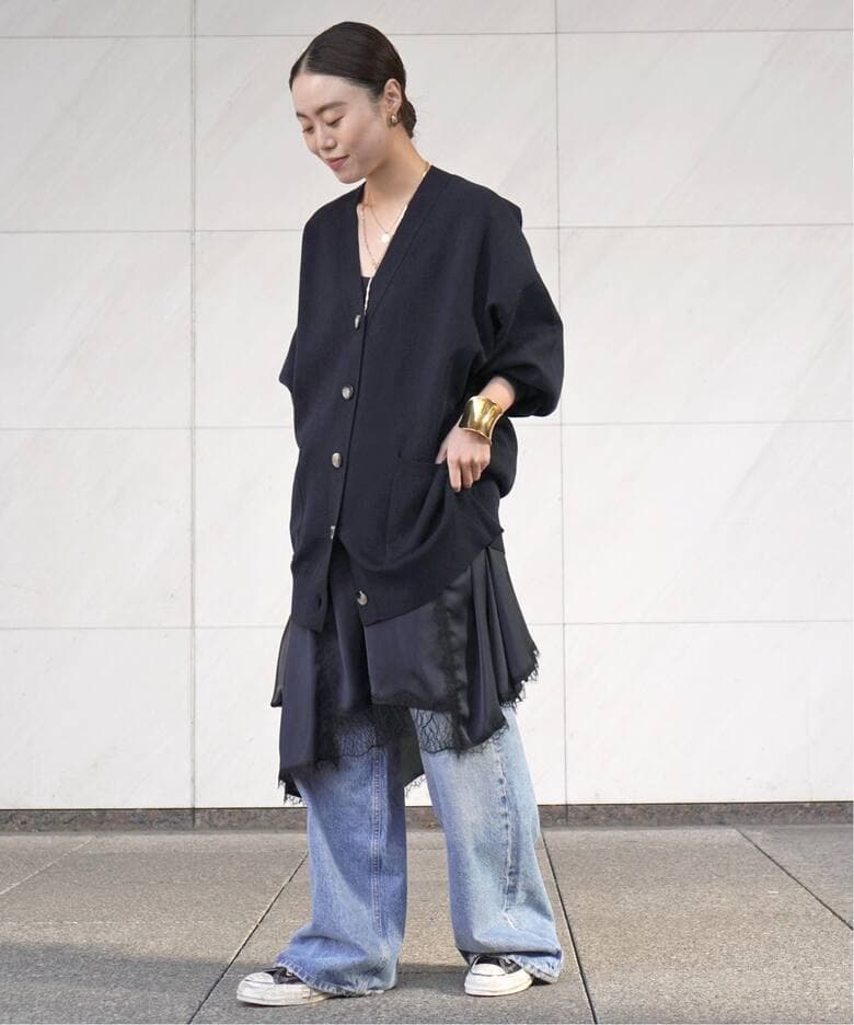 AP STUDIO 今季レースドッキングキャミワンピースNAVY