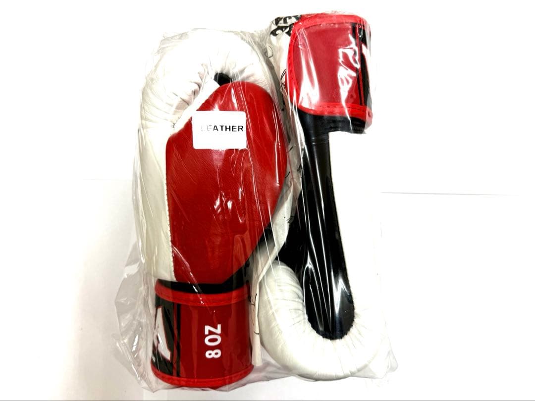 最終1組　新品　RAJA ボクシンググローブ 8oz ラジャ　白赤黒　本革製